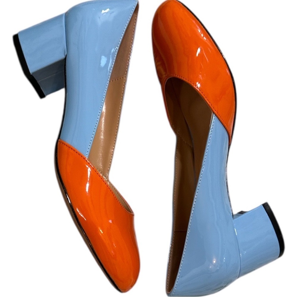 New MODENCOCO Women's Block Round Toe Slip On Patent Chunky Low Heel Pumps sz 7 - Picture 3 of 16